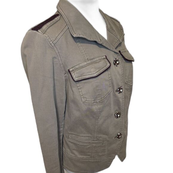 White House Black Market Safari Rose Studded Cargo Jacket Womens Designer - Picture 3 of 7